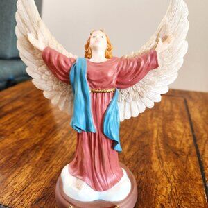 United Treasure Inc. Angel in Pink Robe with Blue Scarf
